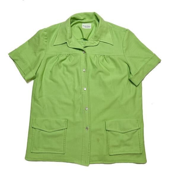 Bobbie June of Kansas City Vintage 60s Leisure Shirt Jacket Green Short Sleeve - Picture 1 of 10
